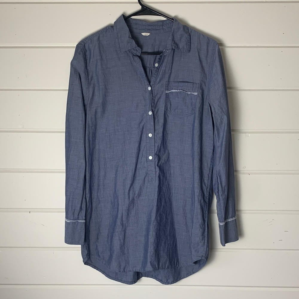 J.CREW Chambray Selvedge Edge Popover Tunic Women’s Size see measurements